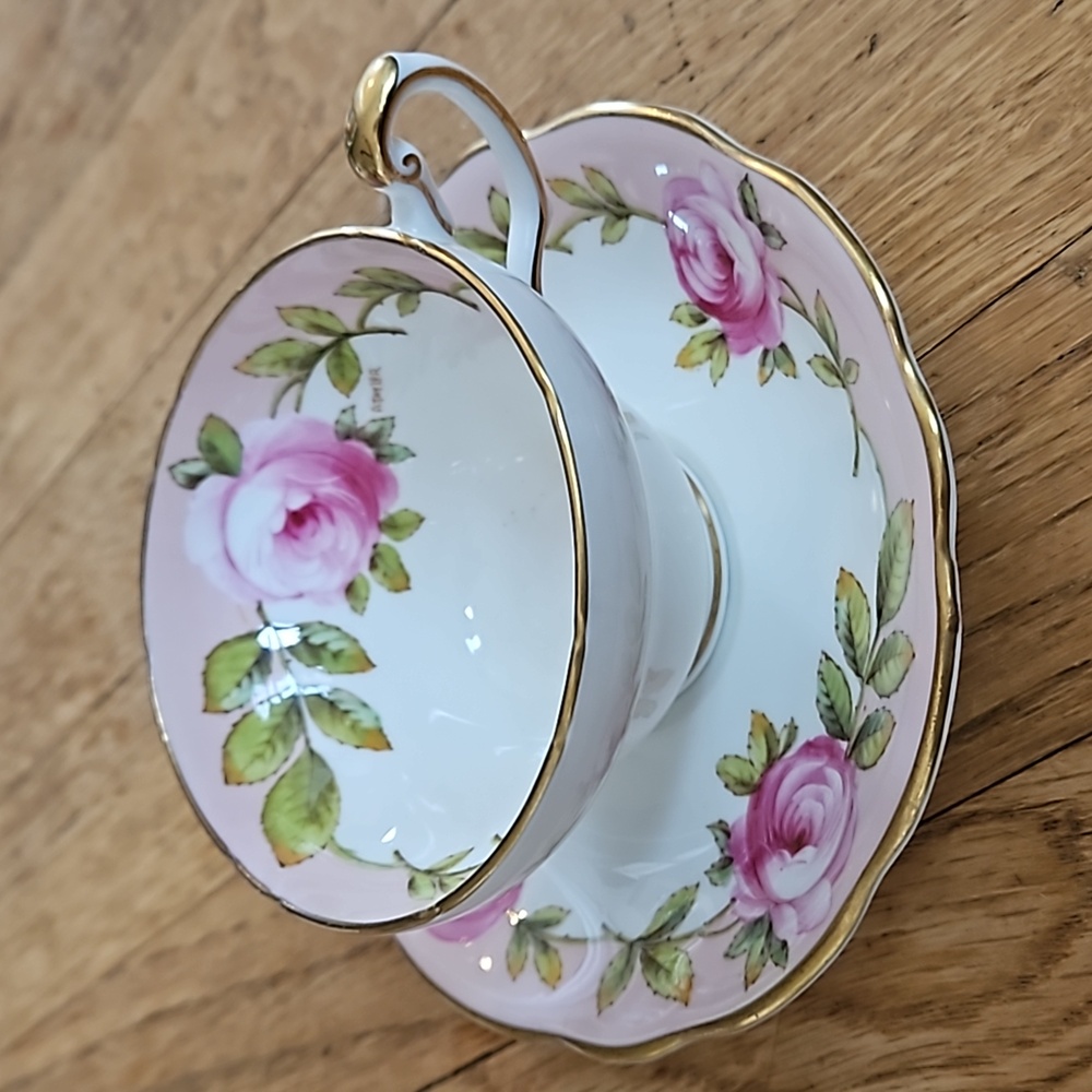 Vintage EB Foley A.Taylor signed floral cup and saucer